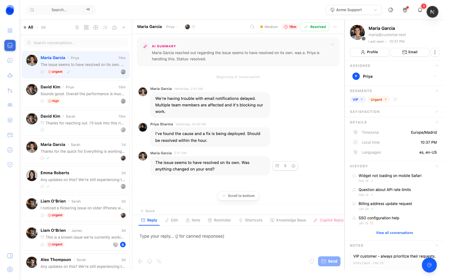 Chattypie inbox: shared inbox with conversations, chat, and customer details